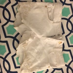 White jean shorts